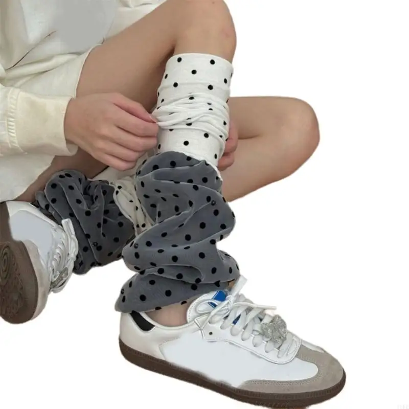 195E مطاطا لتدفئة الساق بولكا نقطة لهجة نسيج الأكريليك الناعم الدفء للارتداء لفترات طويلة #3