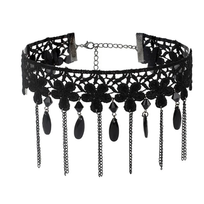 Lace Choker Necklace Vintage Black Neck Chain Punk Statement Collar Choker Clavicle Chain Jewelry Dropship