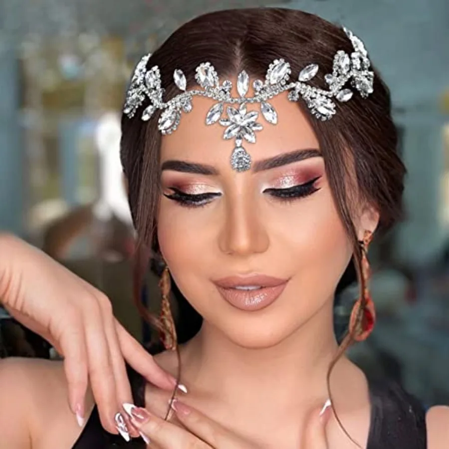 

Bridal Headpieces for Wedding, Rhinestone Forehead Headpiece, Wedding Headband Crystal Tiara for Brides