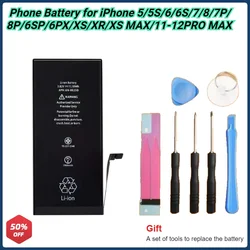 For IPhone 12 11 Pro Max X XS XR XSMAX 5S 6 6S 7 8 Plus 7p Phone Battery Replacement Capacity Battery for Apple Bateria