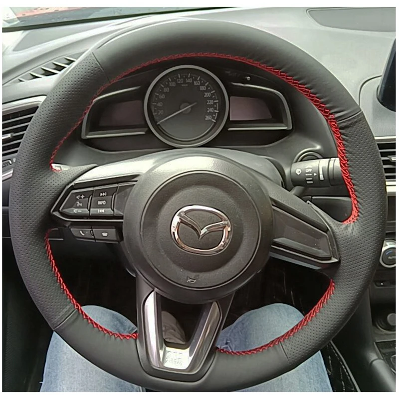 Customized DIY Black Faux Leather Car Accessories Steering Wheel Cover For Mazda 3 Axela Mazda 6 Atenza Mazda2 CX-3 CX3 CX-5 CX5