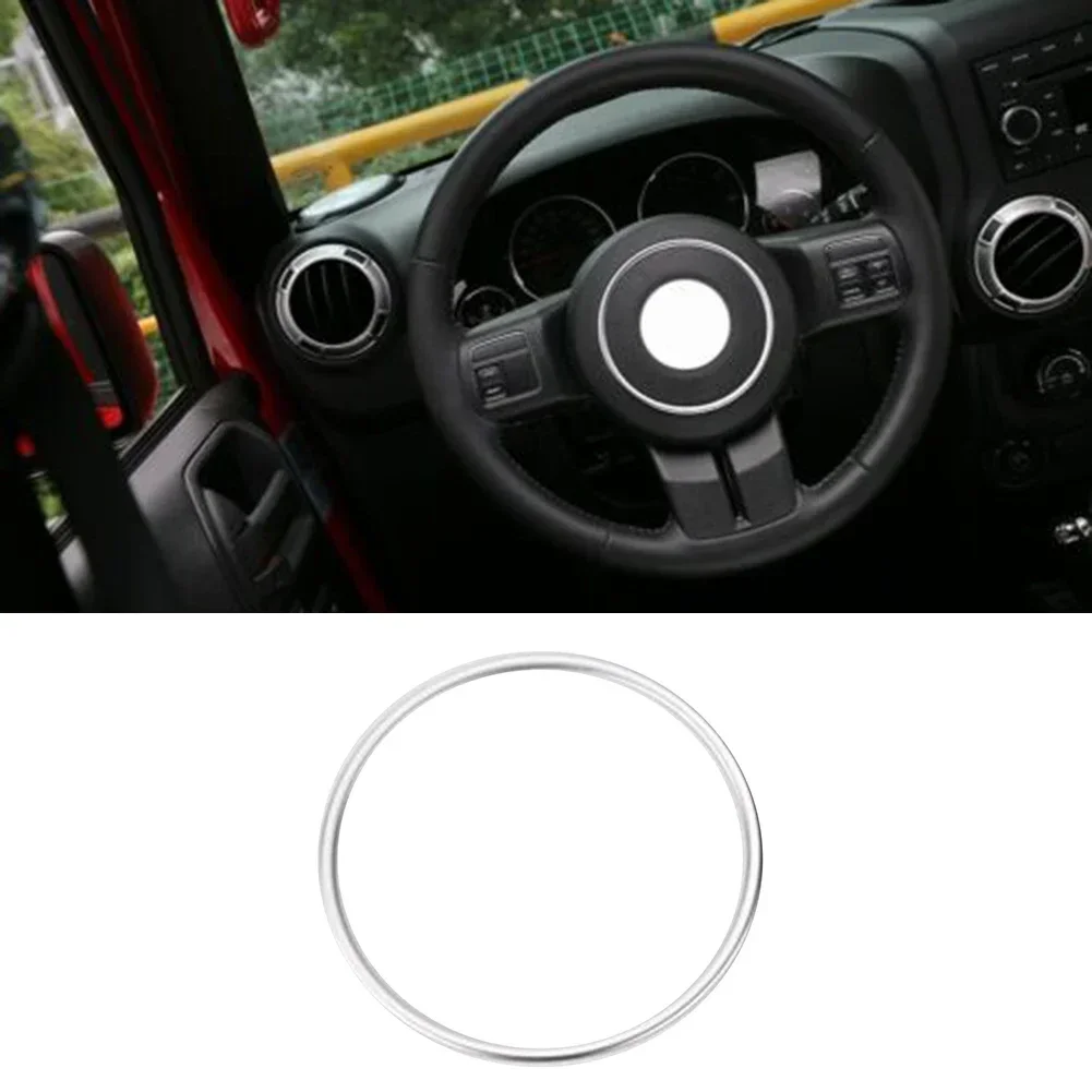 1pc Silver Steering Wheel Center Trim Suitable For JK For Wrangler 2011-2017, For Grand-Cherokee 2011-2013 Aluminum Alloy Parts