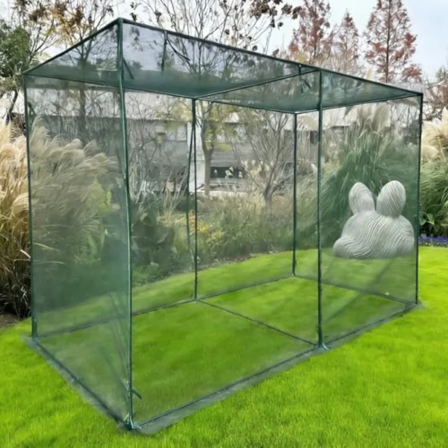 

Садовые защитные палатки Ezlaino для растений, 2,4 м (длина) x 1,2 м (ширина) x 1,8 м (высота), прочная двухслойная сетка из полиэтилена с молнией