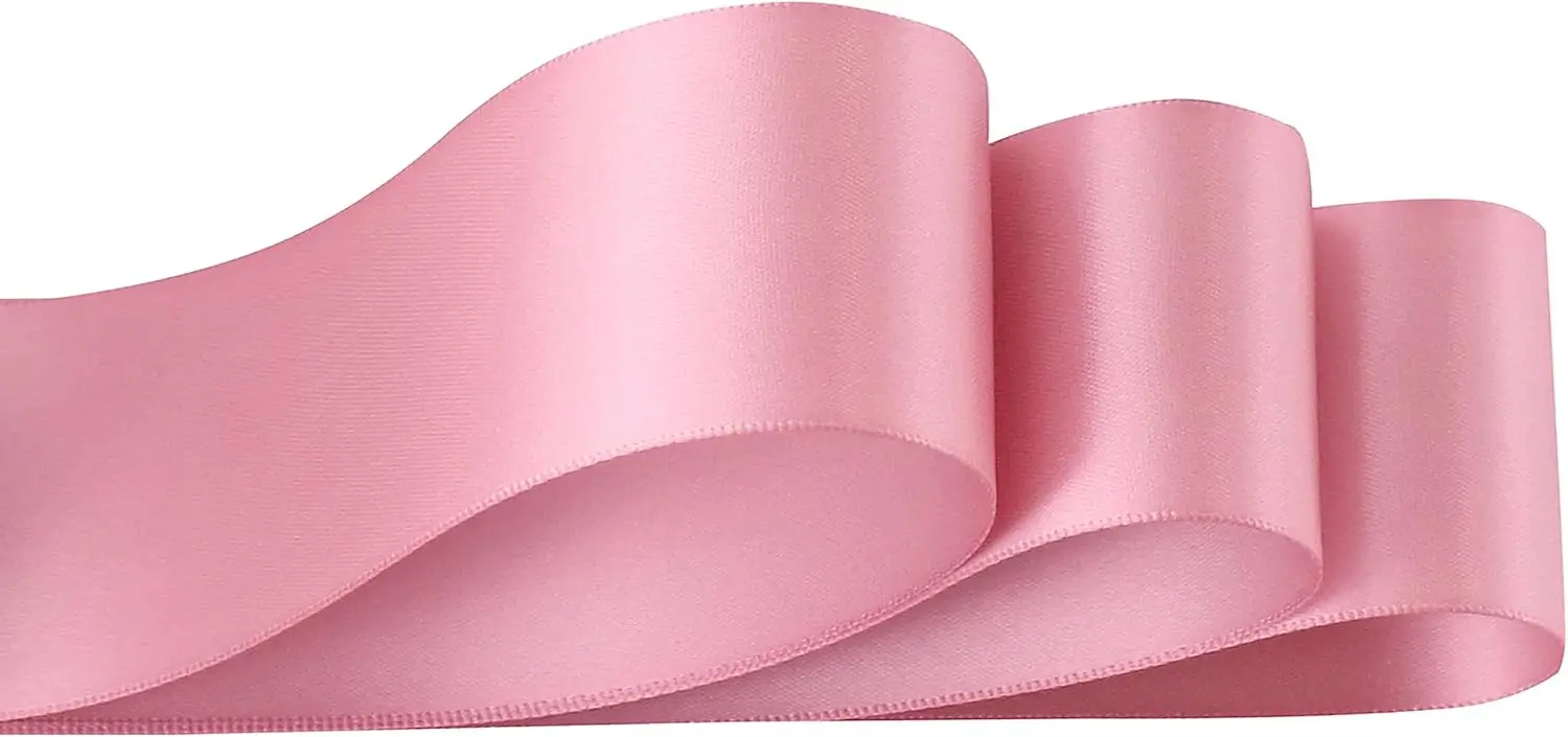 Dusty Rose Ribbon 2Inch Double Face Satin Ribbon Thick Rose Ribbon for Wedding Bridal Bouquet Crafts Party Decorations - 25Yds