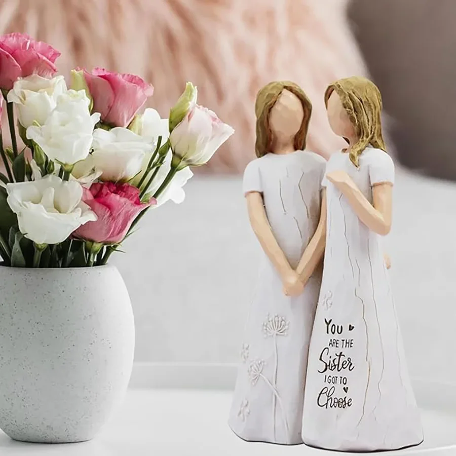 Sisterhood Good Sister Theme Best Friends Statue Sculpture Figure Ornaments Home Decor Anniversary Wedding Keepsake Gift