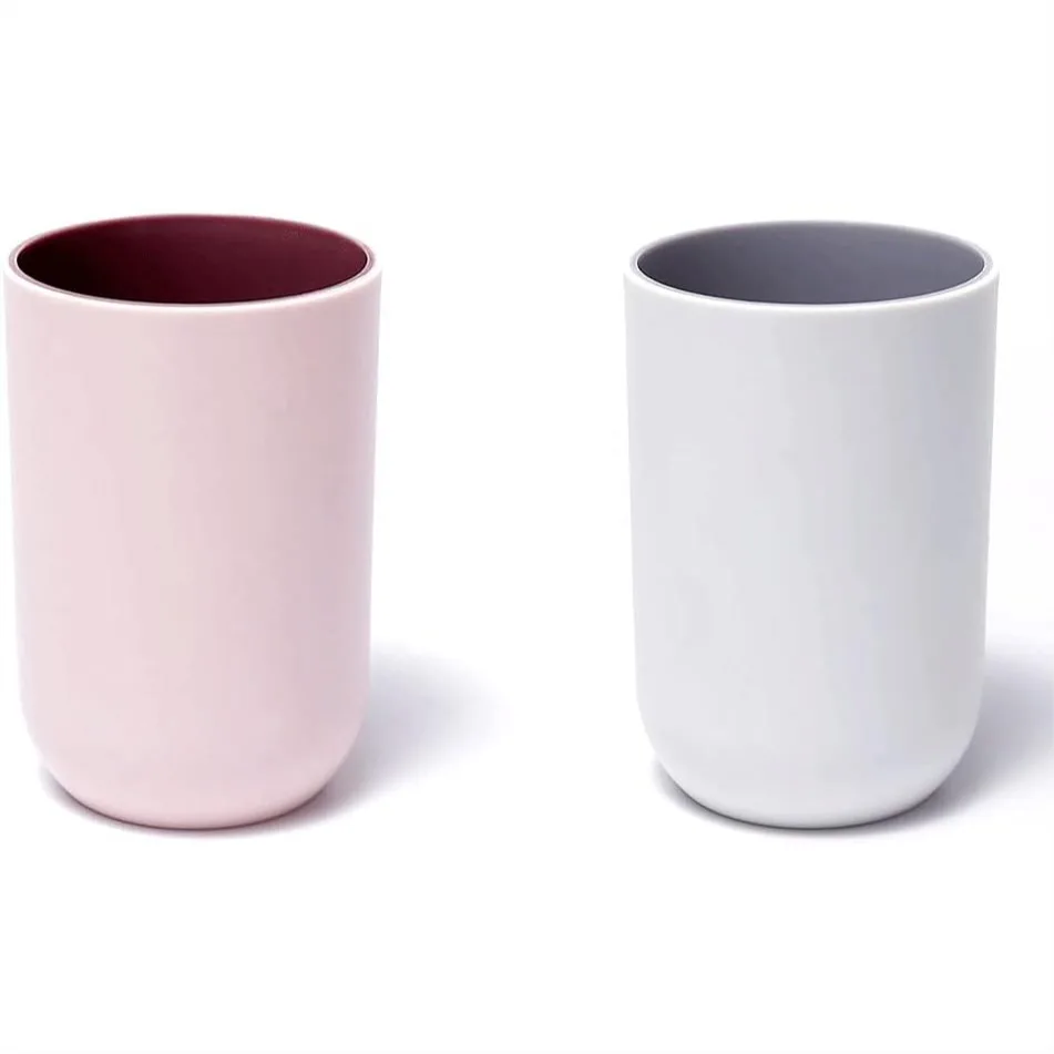 Reusable Drinking Cups Set of 2, Plastic Tumblers 300ml, Dishwasher Safe for Home Kitchen Bathroom