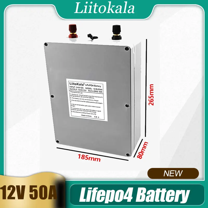 LiitoKala 12V 50Ah Deep Cycle LiFePO4 Rechargeable Battery Pack 12.8V 50ah Life Cycles 4000 with Built-in BMS Protection