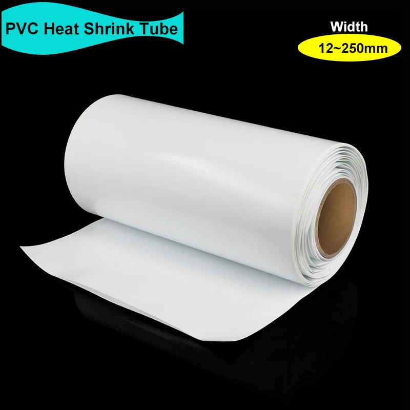 

1~10M White PVC Heat Shrink Wrap 18650 Battery 12~ 250mm Insulated Shink Tube Cable Protector Skin Lithium Battery Film Case