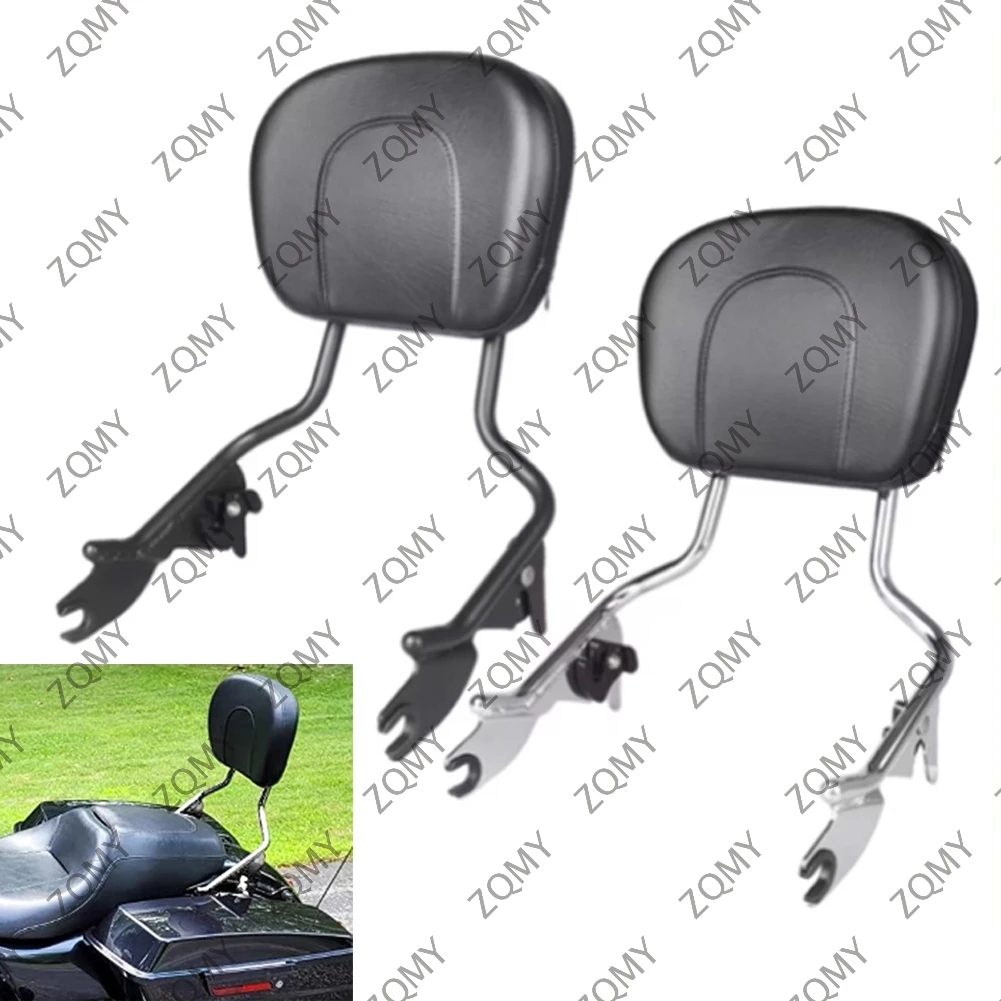 

Black/Chrome Rear Passenger Backrest Sissy Bar For Harley Touring Street Glide Road King 2008-2011 2012 2013 2014 2015 2016