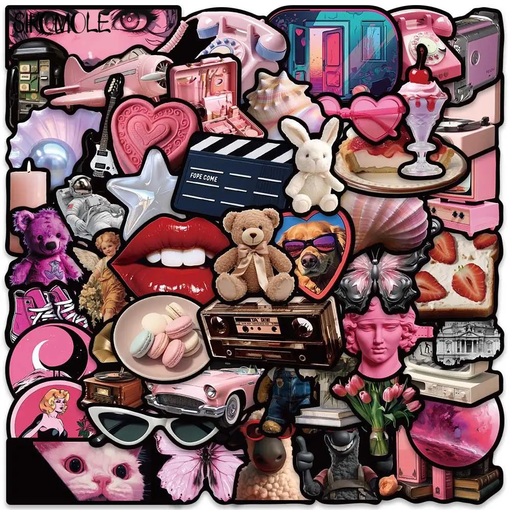 10/30/50pcs Cartoon rosa schwarz y2k Stil Mädchen Aufkleber kawaii DIY Reisegepäck Gitarre Kühlschrank Laptop Graffiti Aufkleber Kind Aufkleber