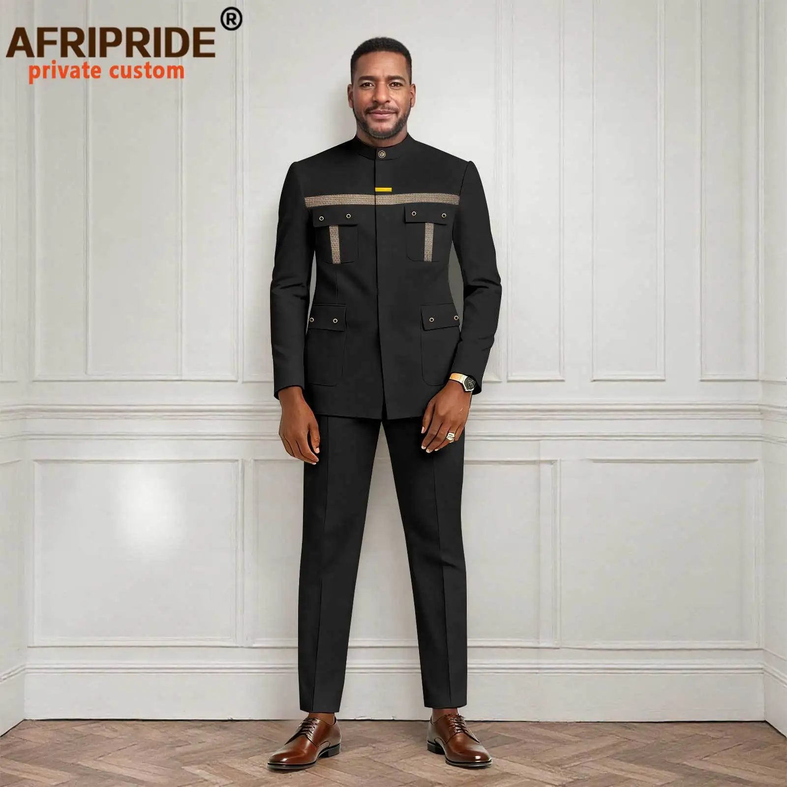 

African Suits for Men Slim Fit One Button Blazer and Pants Set Business Dress Suit Formal Outfits Party Wedding Evening 2616005