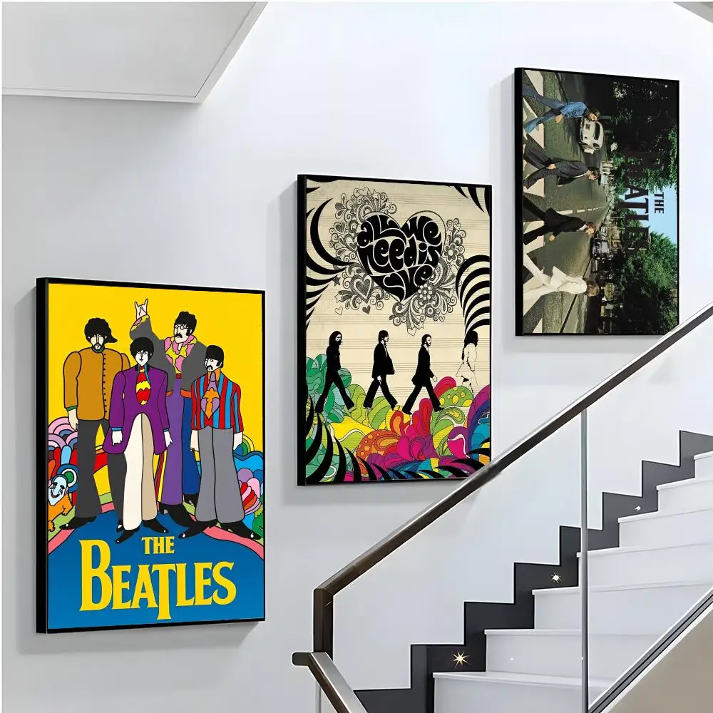 Band The B-Beatles Rock Poster Self-adhesive Wall Art For Home Bar Cafe Movie Theater Decor DIY Modern Print For All