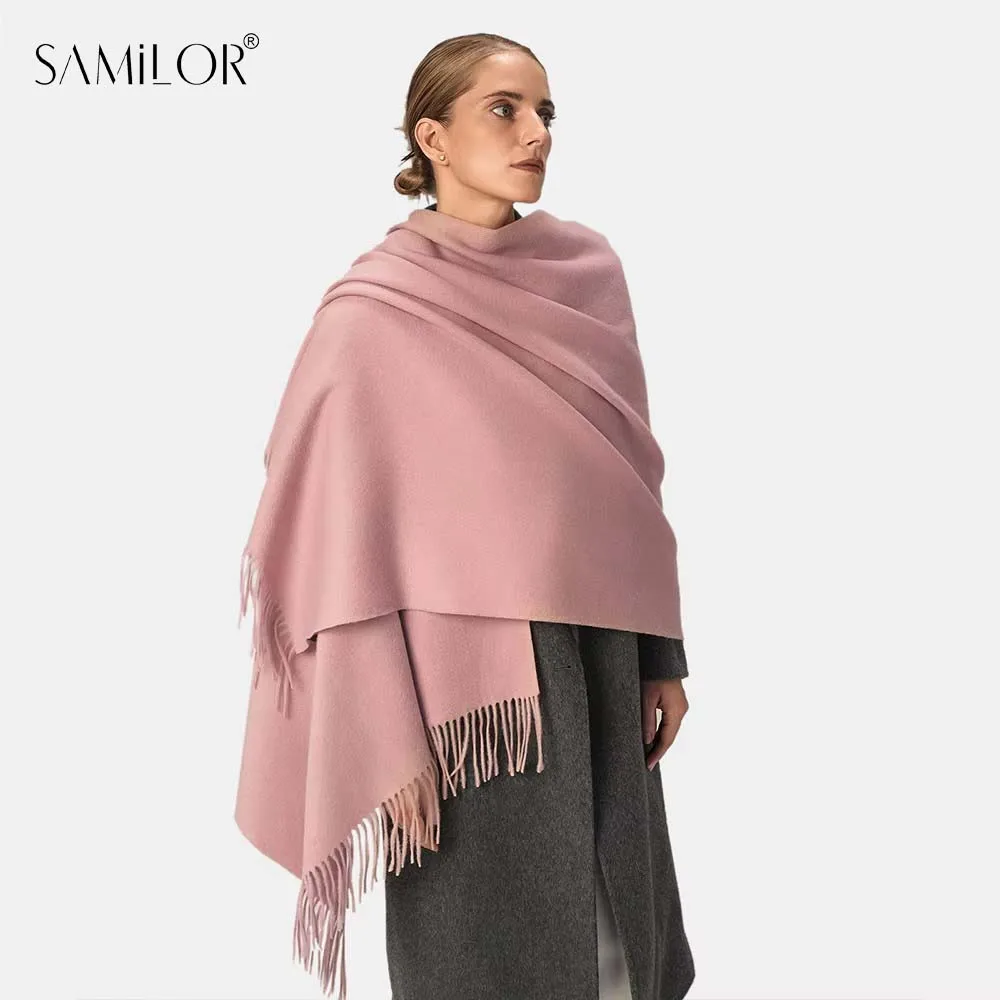 Samilor 100% Lamb Wool Scarf Solid Color Women Man Winter Warm Soft Neck Scarves Real Wool Shawl Brand Female Cashmere Scarf