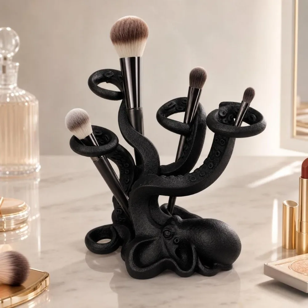 Creative Multi-Slot Octopus Pen Holder Organizer 3D Printed Storage Rack Tentacle-Shaped Ornaments Octopus Statue Office Desk