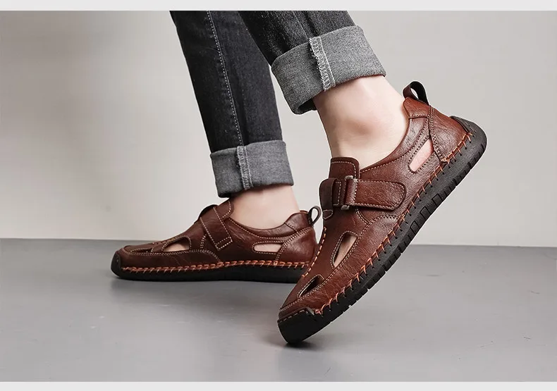 Bestseller Sommer Herren-Sandalen Outdoor Herren-Strandsandalen Handgefertigte Leder-Römersandalen Modische Herren-Wasser-Trekking-Sandalen – Detail 9