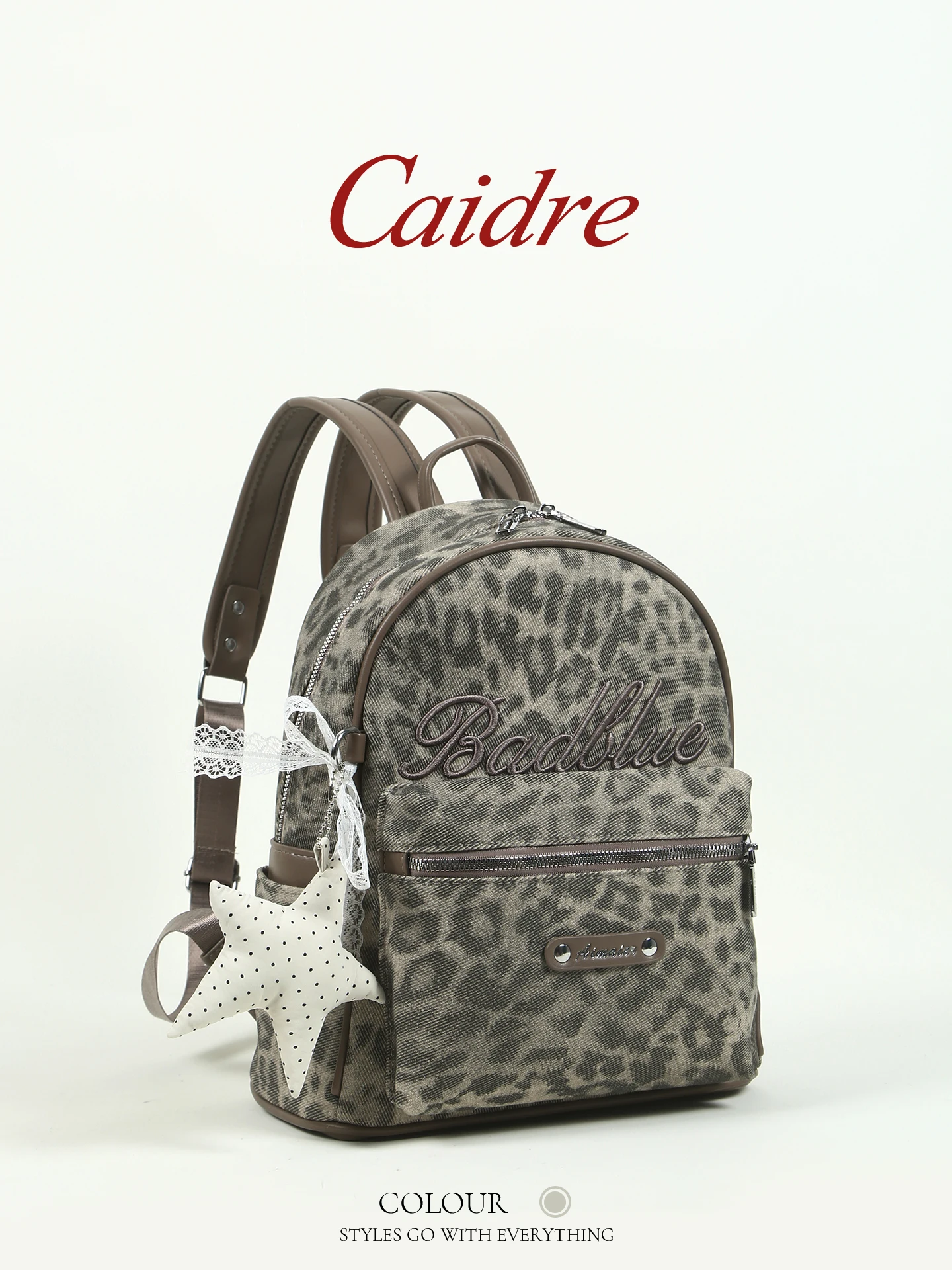 

Caidre Leopard Print Large Capacity Backpack for Women Travel Computer Bag School Bookbag Soft Shoulder Bag Commuter Style
