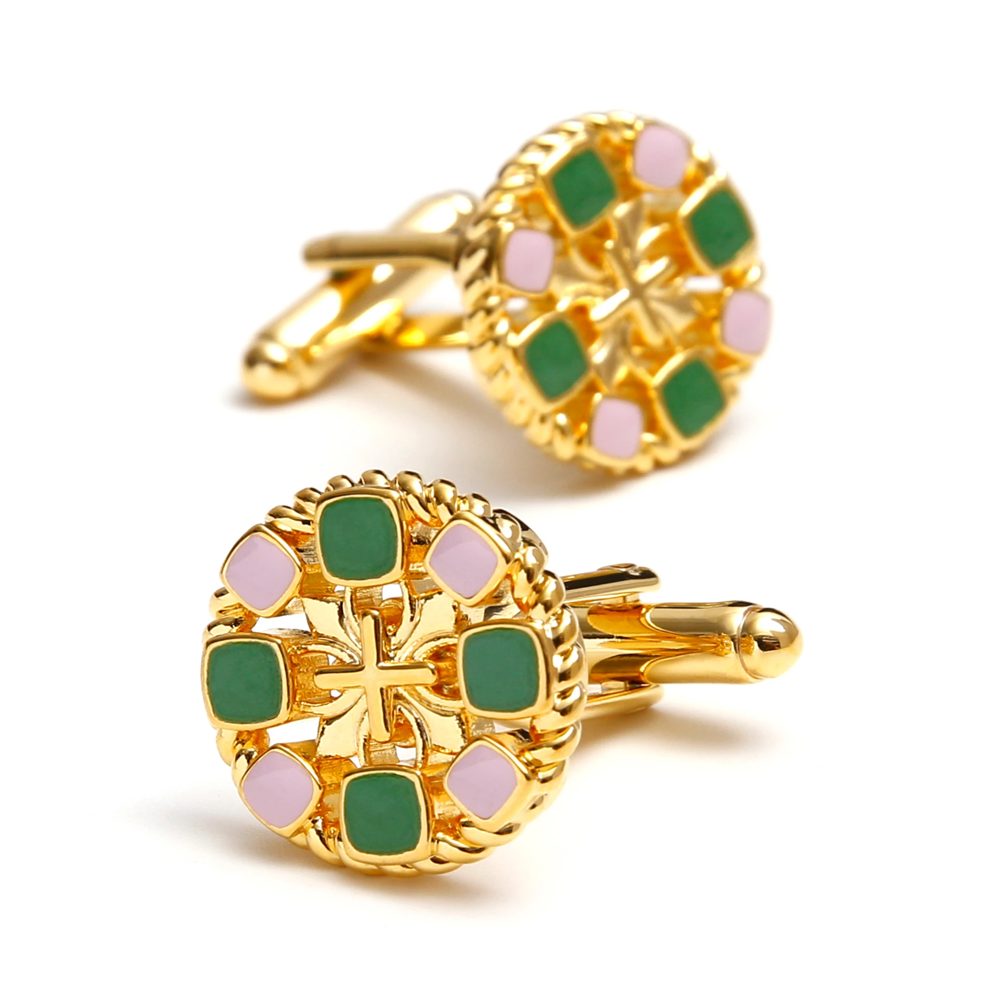 

TOMYE Cufflinks for Men, Cute Creative Hollow-out Design Round Brass Dress Shirt Cuff Links, Jewelry Gifts for Dad Husband