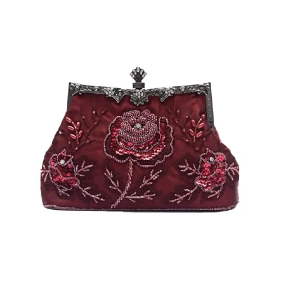 

Vintage 1920s Beaded Evening Bag Pearl Clutch Bag for Women Sequin Handbag Bridal Wedding Purse Floral Shoulder Bag