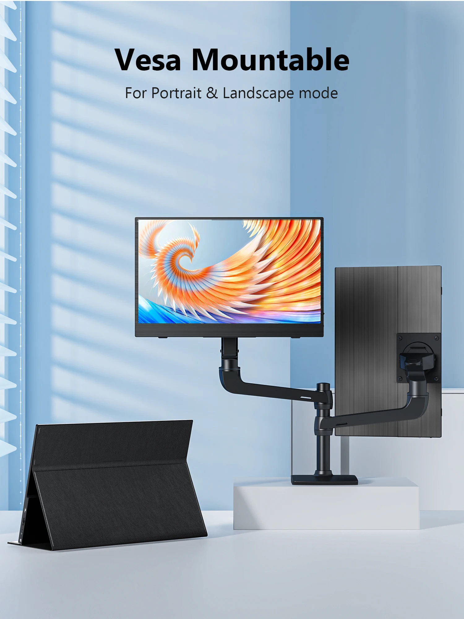 شاشة Amoudo المحمولة 13.3 بوصة 3840*2160P UHD IPS كمبيوتر محمول شاشة ثانية مزدوجة USB C HDMI شاشة عرض ألعاب الكمبيوتر مراقبة السفر #5