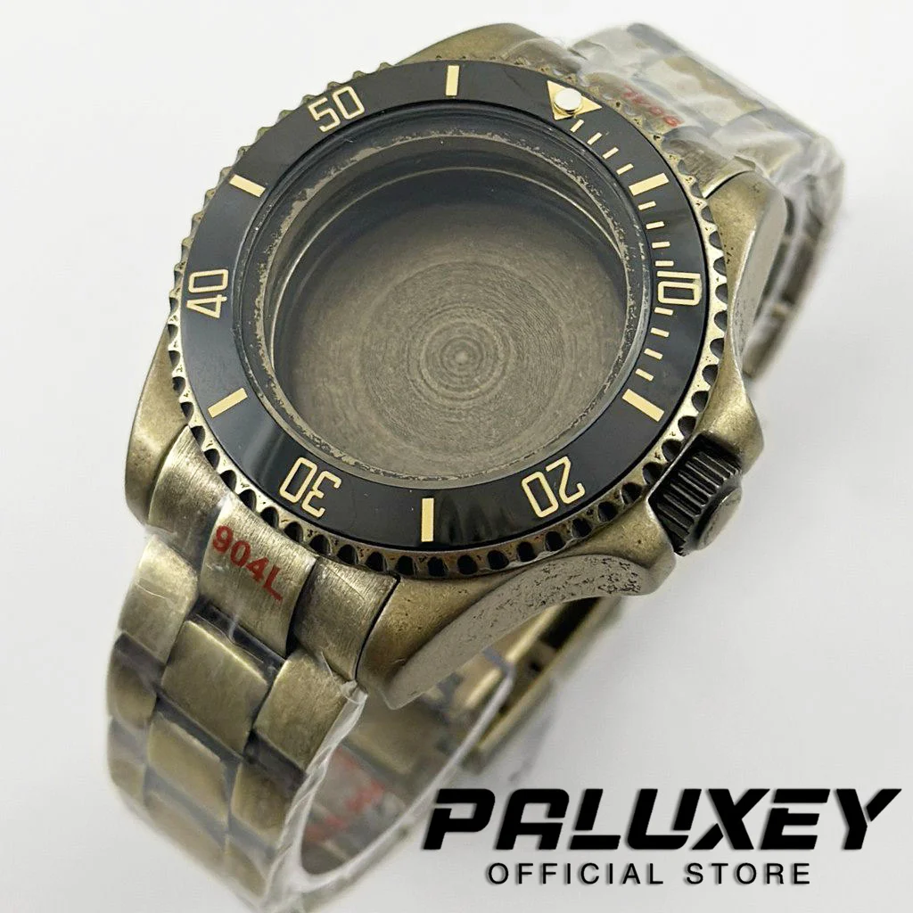 Retro Bronze 44MM NH35 Sapphire Crystal DEEP SEA Homage Big Watch Case With Bracelet Compatible Fit NH35 NH36 NH34 NH38 Movement