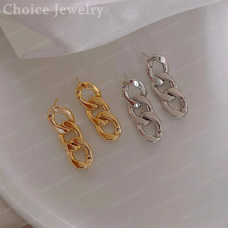 925 Sterling Silber Goldkette Tropfenohrringe für Damen Modeschmuck Anmutiger Charme Edle Hochzeitsaccessoires