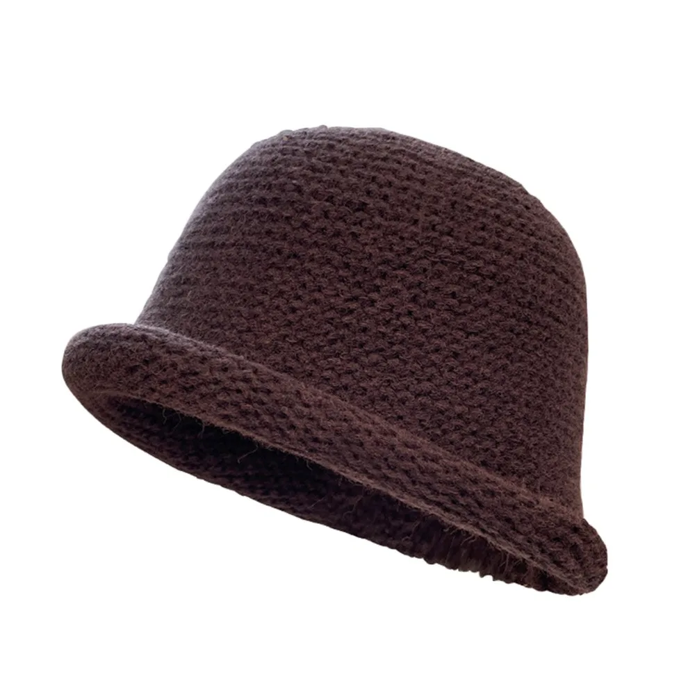 

Fashion Warm Winter Hat Knitted Curl Coarse Wool Bucket Cap Soft Windproof Beanies Hat Outdoor