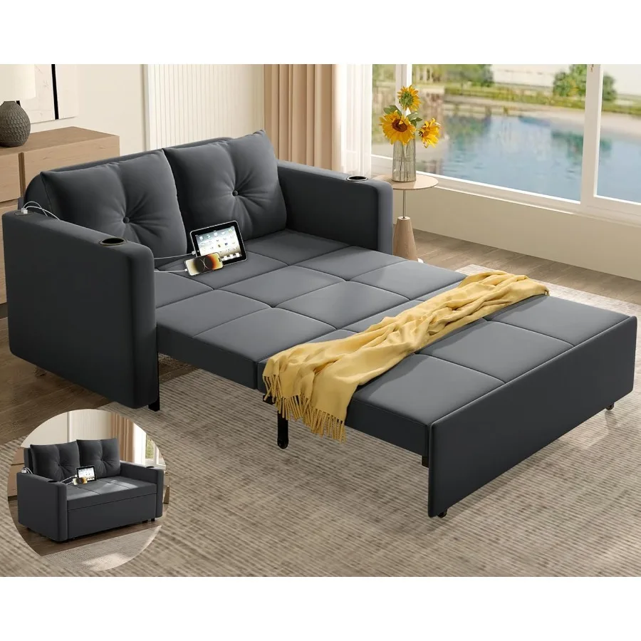 3 في 1 أريكة سحب 56 بوصة أريكة سرير مخملية قابلة للتحويل Loveseat S أريكة لغرفة المعيشة مساحة صغيرة منجدة الأريكة السرير مع