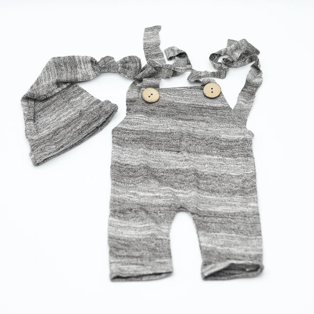 Newborn Photography Props Baby Boy Knit Overalls Set Knotted Hat Gray Textured Romper Infant Photoshoot Outfit 6 Newborn Photography Props Baby Boy Knit Overalls Set Knotted Hat Gray Textured Romper Infant Photoshoot Outfit 6