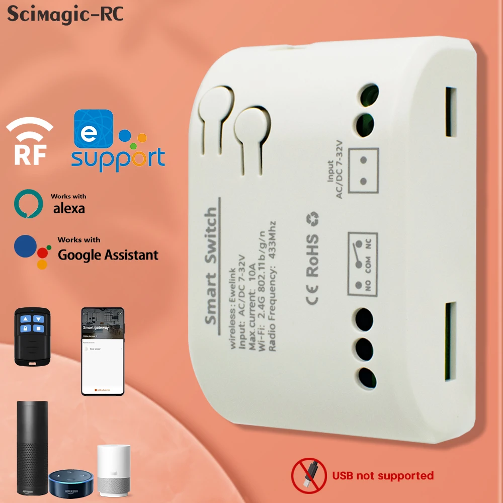 1CH eWelink مفتاح ذكي 220 فولت التيار المتناوب/تيار مستمر 5 فولت 7 فولت-32 فولت واي فاي التحكم الصوتي التتابع وحدة تبديل المنزل الذكية الموقت العمل EWelink APP نظام