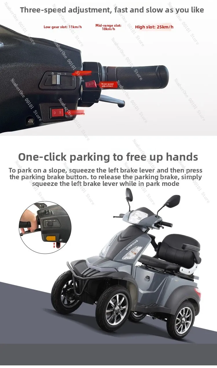 Electric four-wheeled bicycle for elderly adults leisure disabled climbing endurance four wheels for children