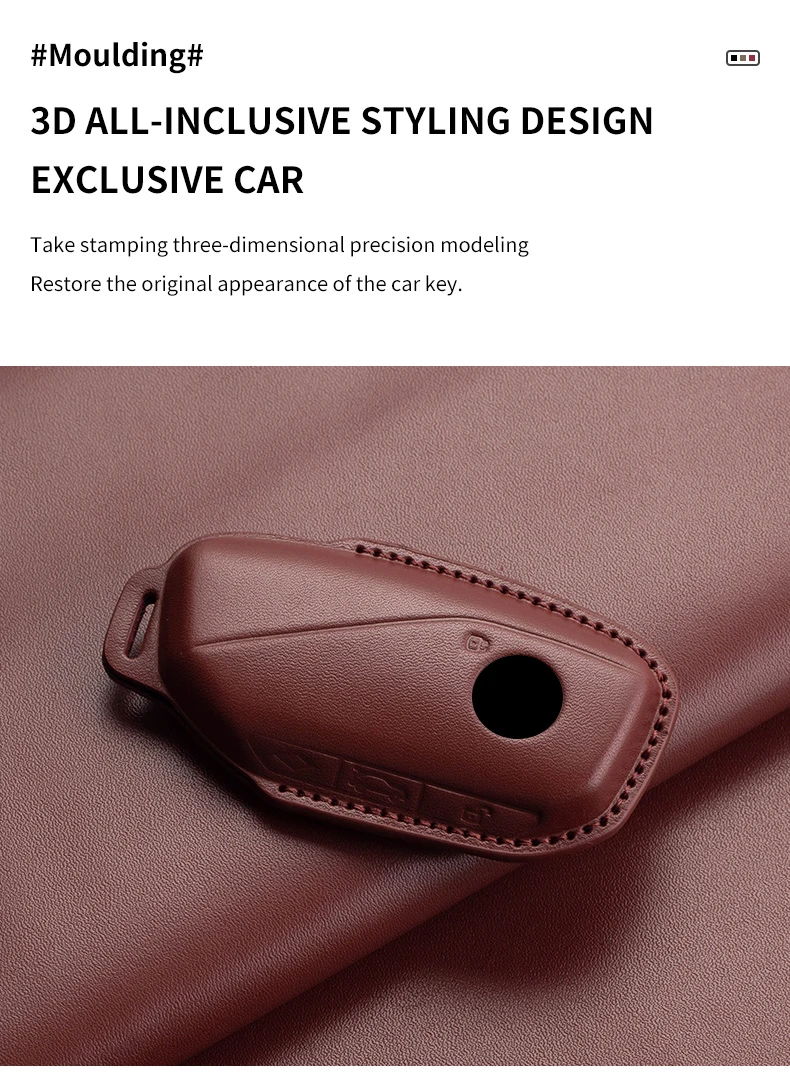 Leder-Autoschlüsselhülle für BMW 7er G70 G09 XM U06 G81 M3 2023 I7 X7 G07 LCI IX I20 X1 U11 Schlüsselanhänger-Schutz – Detail 7