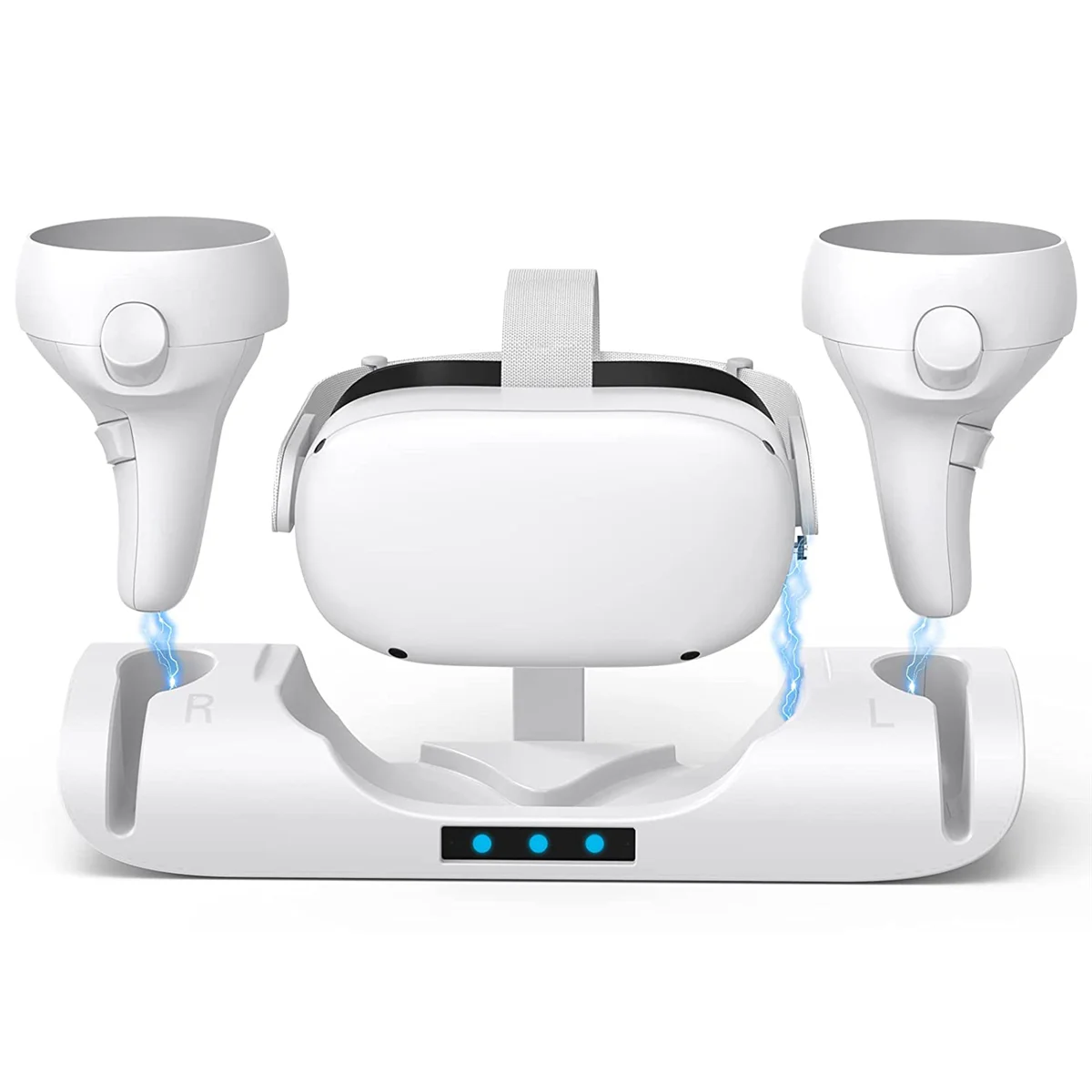 VR Charging Dock for Meta Quest 2, Charge Controllers and Headset Simultaneously, VR Charger Station Accessories