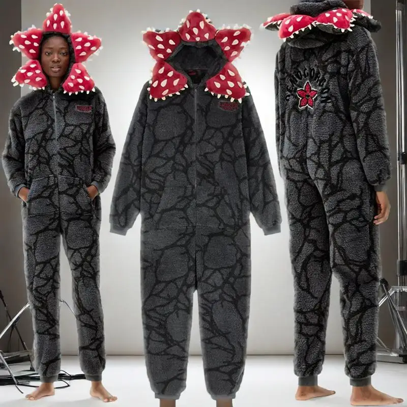 

Осень-зима, утепленный костюм каннибал с цветком для косплея, забавные вечерние цельные пижамы для взрослых, комбинезон, одежда для сна, женские пижамы 2025