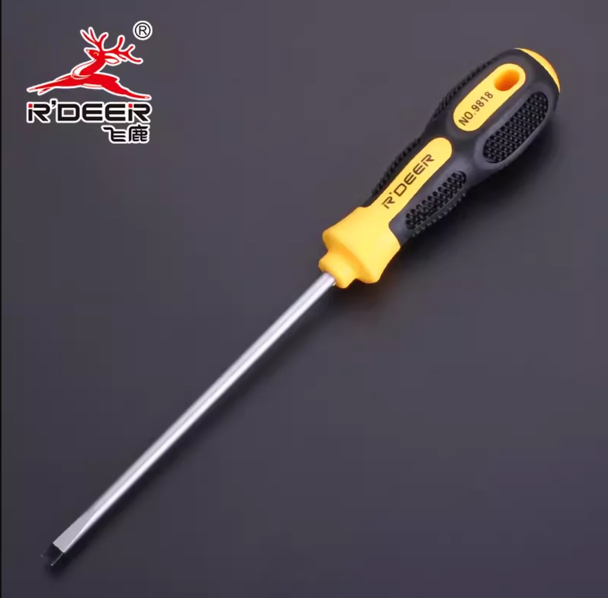 

R'DEER high grade rubber plastic handle screwdrivers Chromium vanadium steel 3x75mm 4x75mm 4x100mm 5x100mm 6x150mm NO.9818