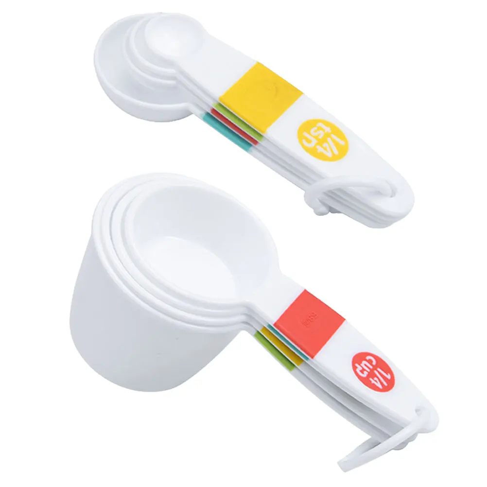 

1 Set Cups Spoons Kit Food Grade Reusable Plastic Multi Functional Baking Tools Portable Lightweight Multiple Capacity Cups For