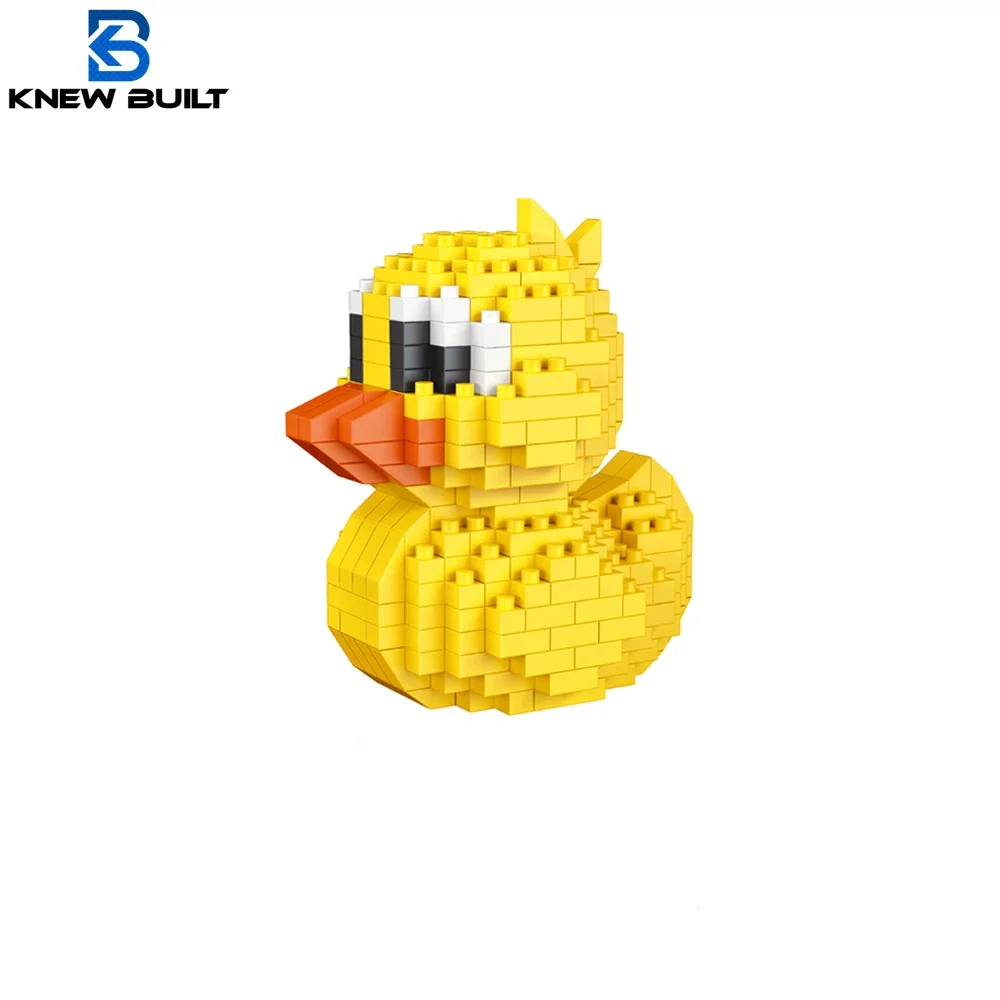 Little Yellow Duck Puzzle Assembly Building Blocks Toys Animal Series 3D Model Micro Mini Diamond Bricks Pig Panda Hamster Snail