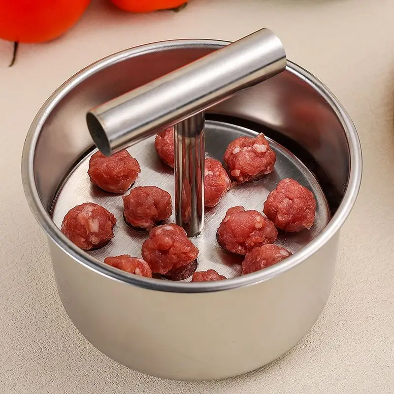 مكبس كرات اللحم من الفولاذ المقاوم للصدأ أداة مطبخ يدوية متعددة الوظائف قالب صانع كرات اللحم للاستخدام المنزلي والطبخ المنزلي #1