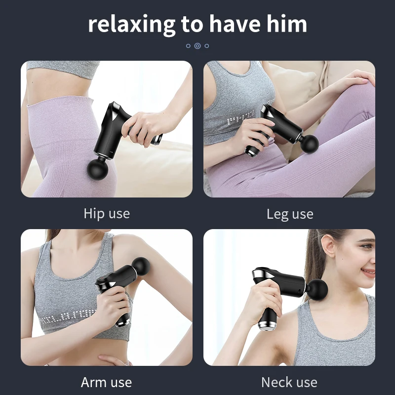 XFOX-Pistola de Massagem Elétrica Portátil para Homens e Mulheres, Massageador Muscular de Tecido Profundo, Massageador Fitness Cabeça de Cristal