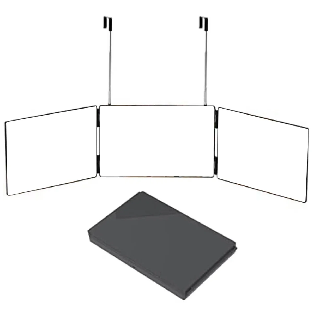 Espejo de 3 vías para corte de pelo, espejo multifuncional con gancho telescópico ajustable, 360 pliegues