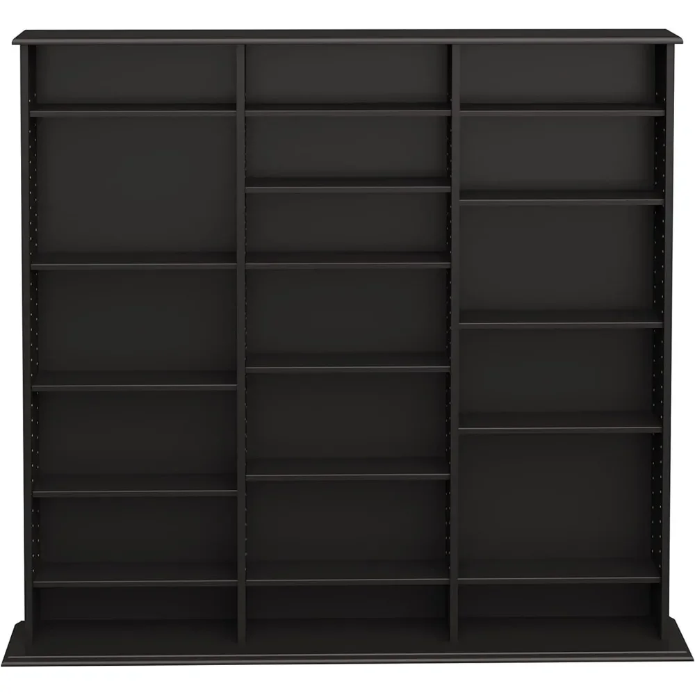 Wall Shelves Furniture Black Cd Support for Vinyl Records Triple Width Wall Storage Cabinet Dvd Tower Shelf for Music Cds Cart