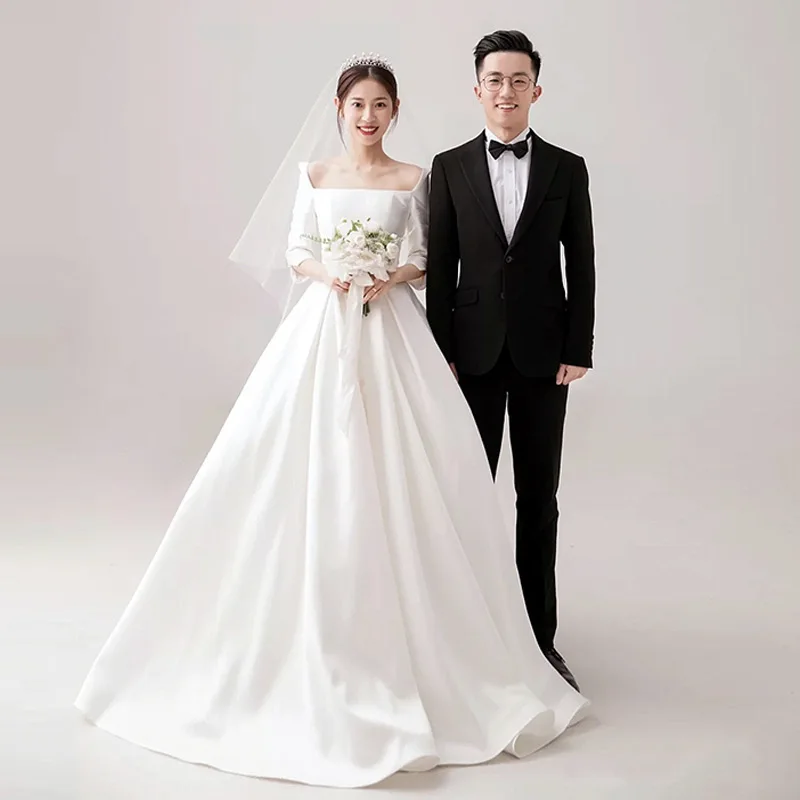 

Simple Elegant Vintage Hepburn Wedding Dress 2025 New Summer Bridal Gown Court Style Outfit Chinese Manufacturer