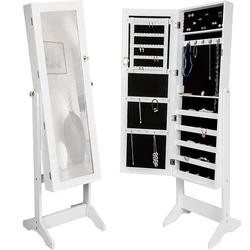 Hot Sale Mirrored Standingr Household Furniture White Vertical Jewelry Cabinet Spot