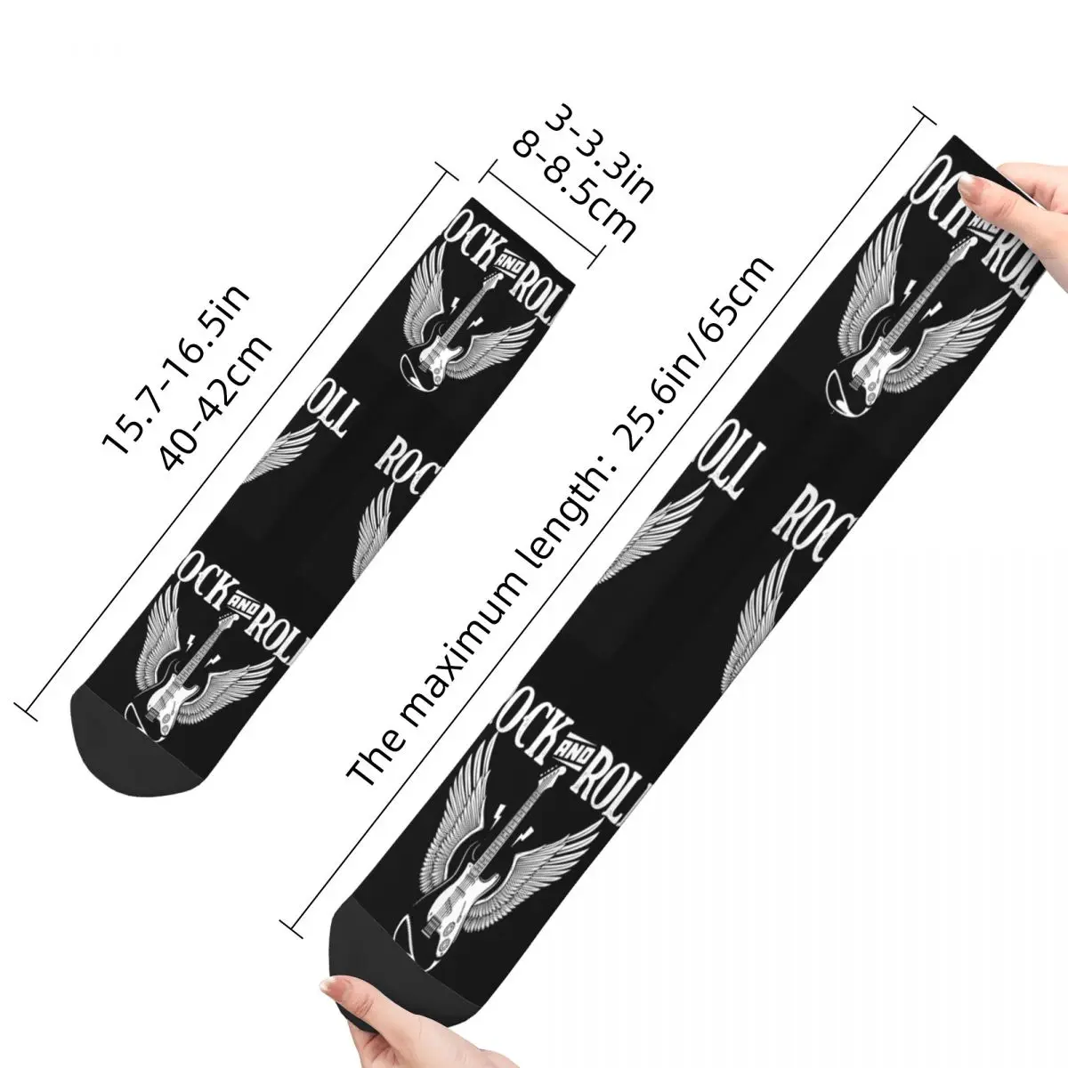 Hip Hop Retro Vintage Music Wings Guitar Crazy Men's Socks Rock N Roll Unisex Street Style Printed Happy Crew Sock Boys Gift