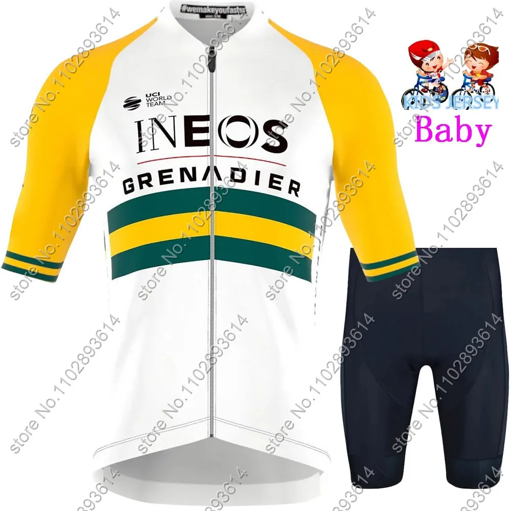 Kids Ineos Grenadier Team 2024 Enfant Cycling Jersey Set Summer Boys Girls Cycling Clothing Road Bike Shirts Suit Bicycle Pants