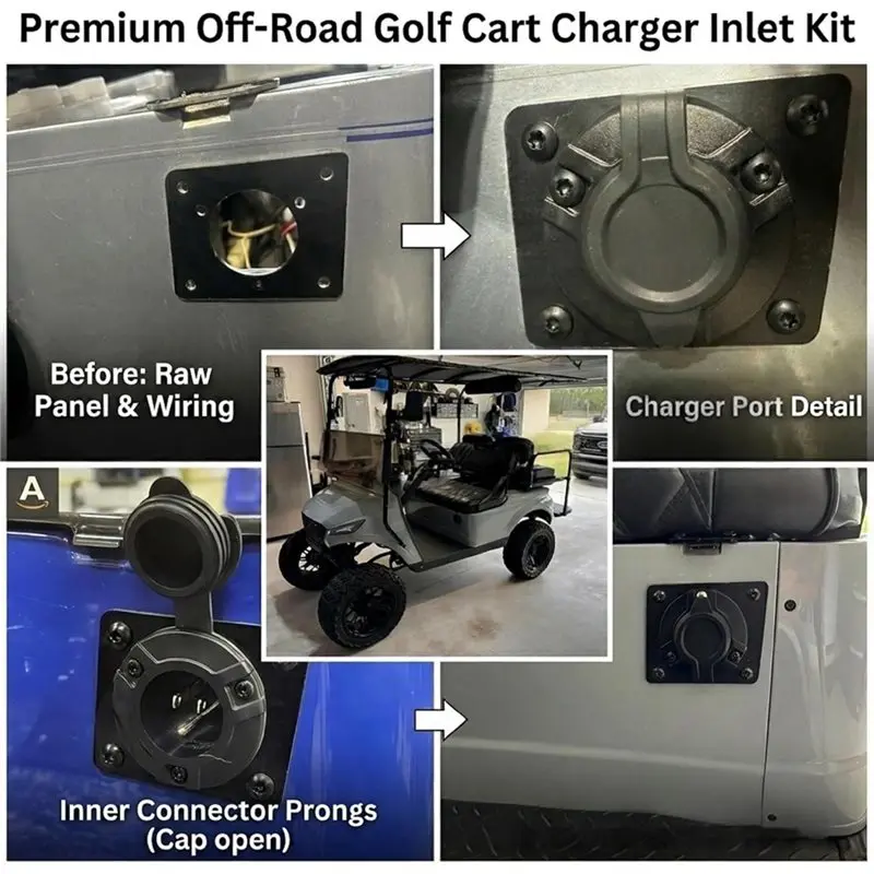 L71A Receptacle Replacement Adapter For EZGO TXT36 EXTRON 120V Plug, Golf Cart Port Cover Plate For Lithium Batt