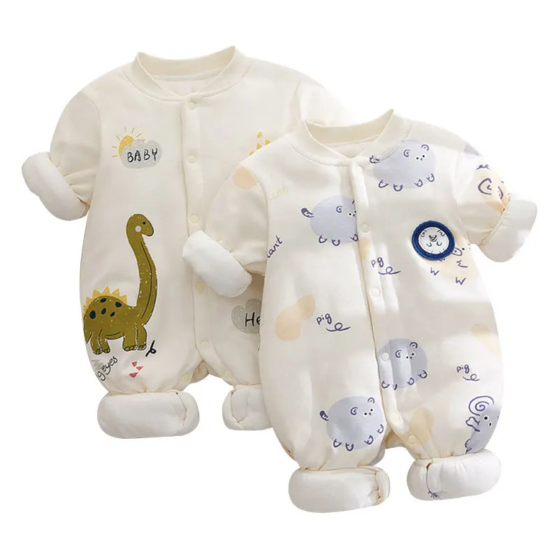 

Baby Girls Boy Rompers Thickened for warmth Infant Jumpsuit winter Newborn Baby Girl Boy Cartoon Romper clothes