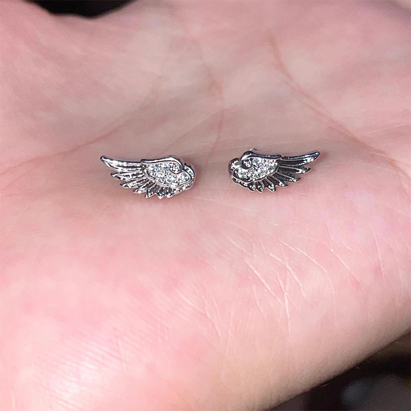 Pendientes Vintage con alas de Ángel para parejas, aretes Punk para mujer, regalo de joyería de cumpleaños