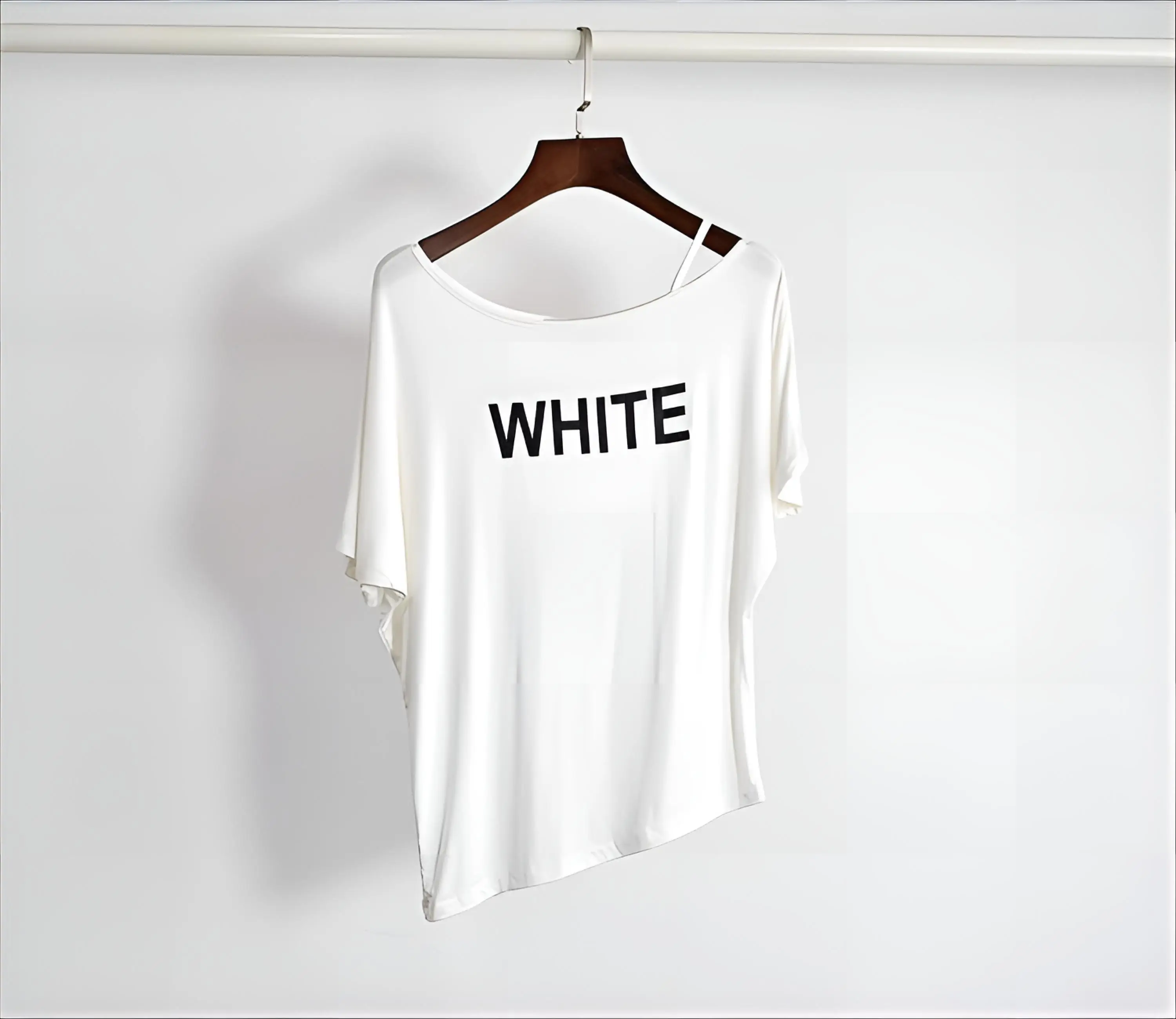 Off Shoulder T-Shirt Women'S Tank Tops Durable Oversized Ladies Korean Style Basic Unique Art Lace Up Solid Spring Versatile Ins