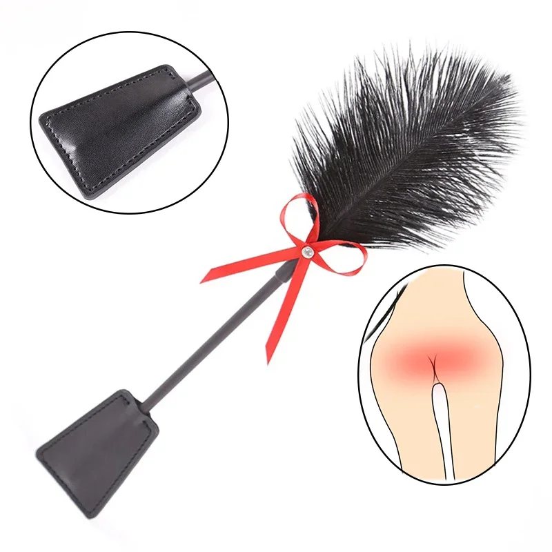 BDSM látigo de plumas cosquillas Bondage erótico, fetiche de cuero, azotes, paleta, juego, Flogger, Juguetes sexuales para pareja, amante de las