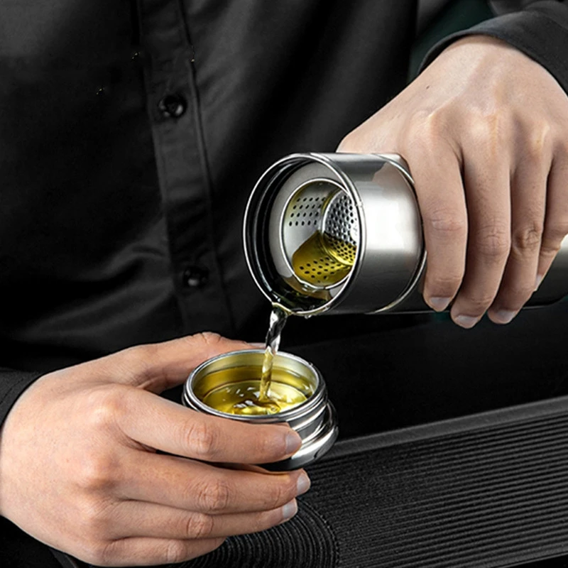 Герметичная термос для чая из нержавеющей стали 304 с двойными стенками, 300/400 мл — термос и стакан в деловом стиле с фильтром